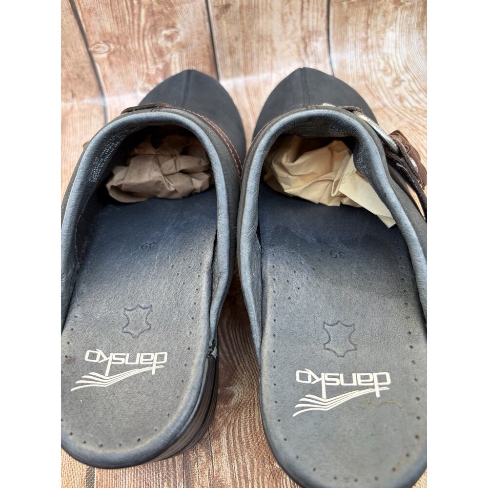 DANSKO LEANNE WOMENS BLACK LEATHER CLOG MULE TASSEL STRAP SIZE 8.5-9 - Picture 7 of 11
